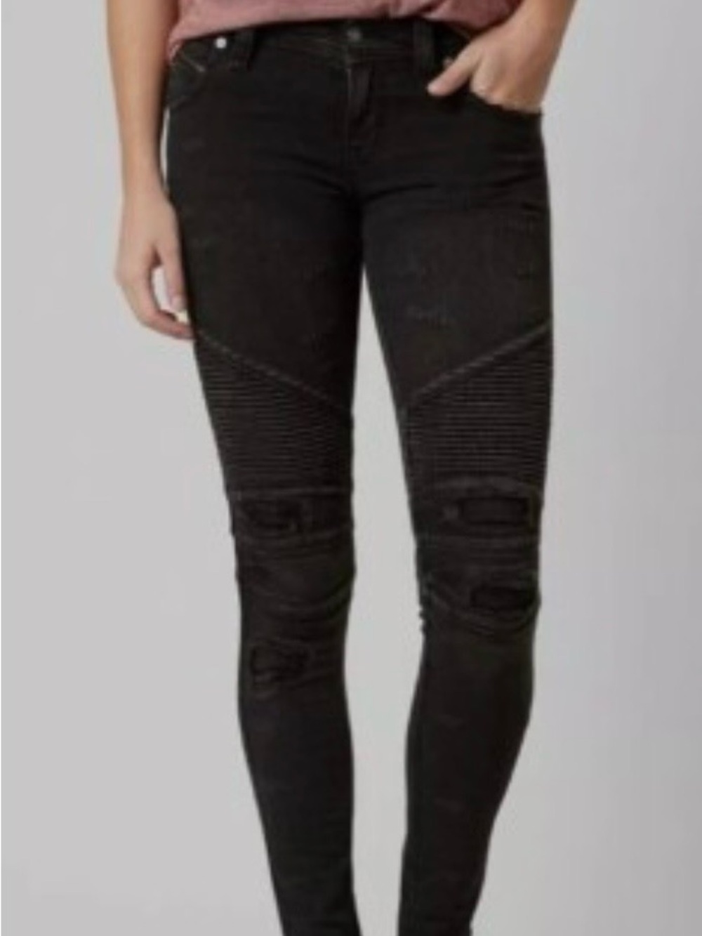Rock Revival Women's Black Moto Nelrose Skinny Jeans